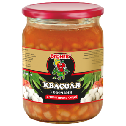 Квасоля з овочами в томатному соусі, 520г